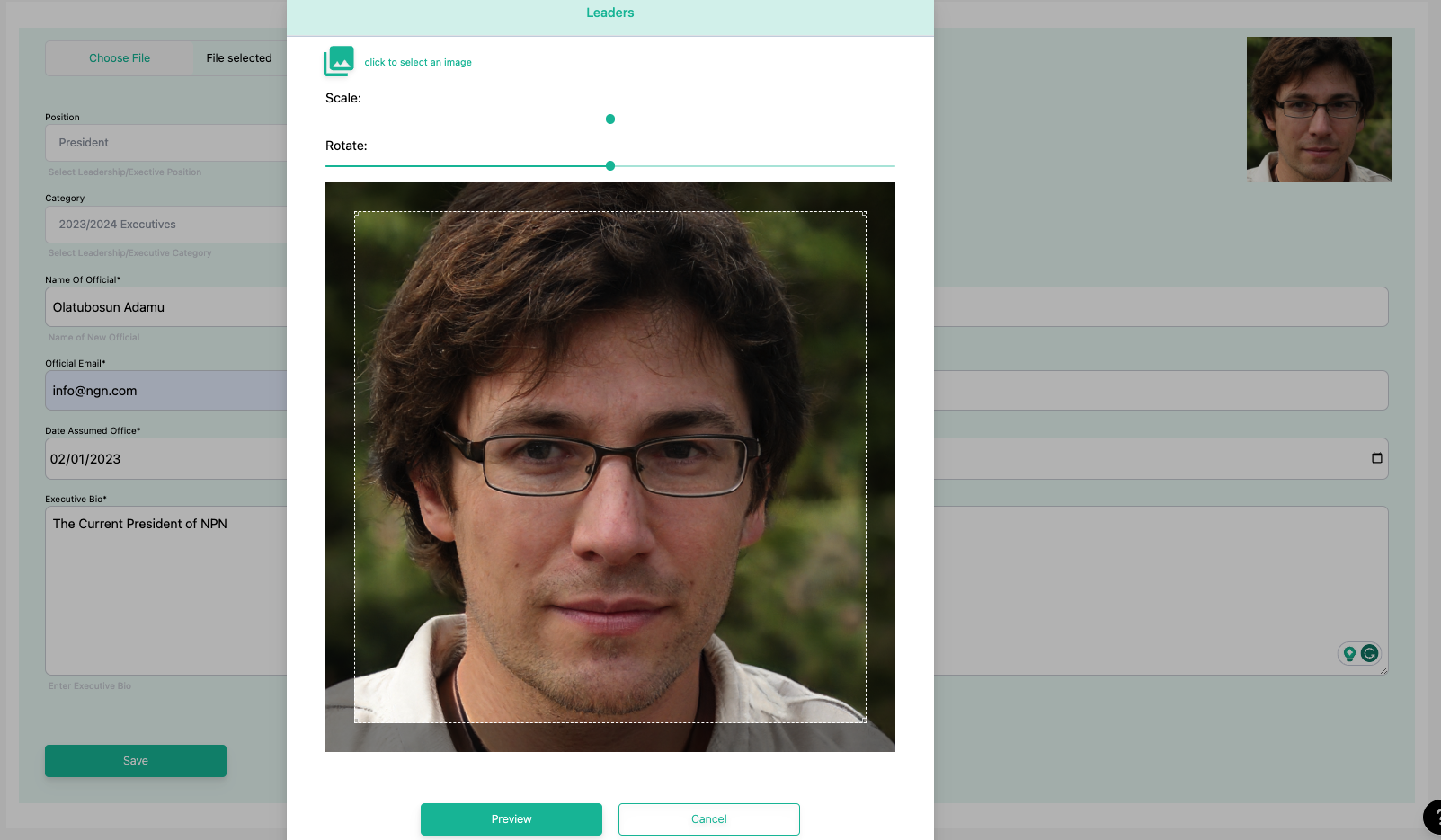 image scaling preview