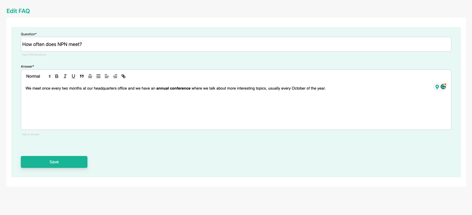 edit FAQ information