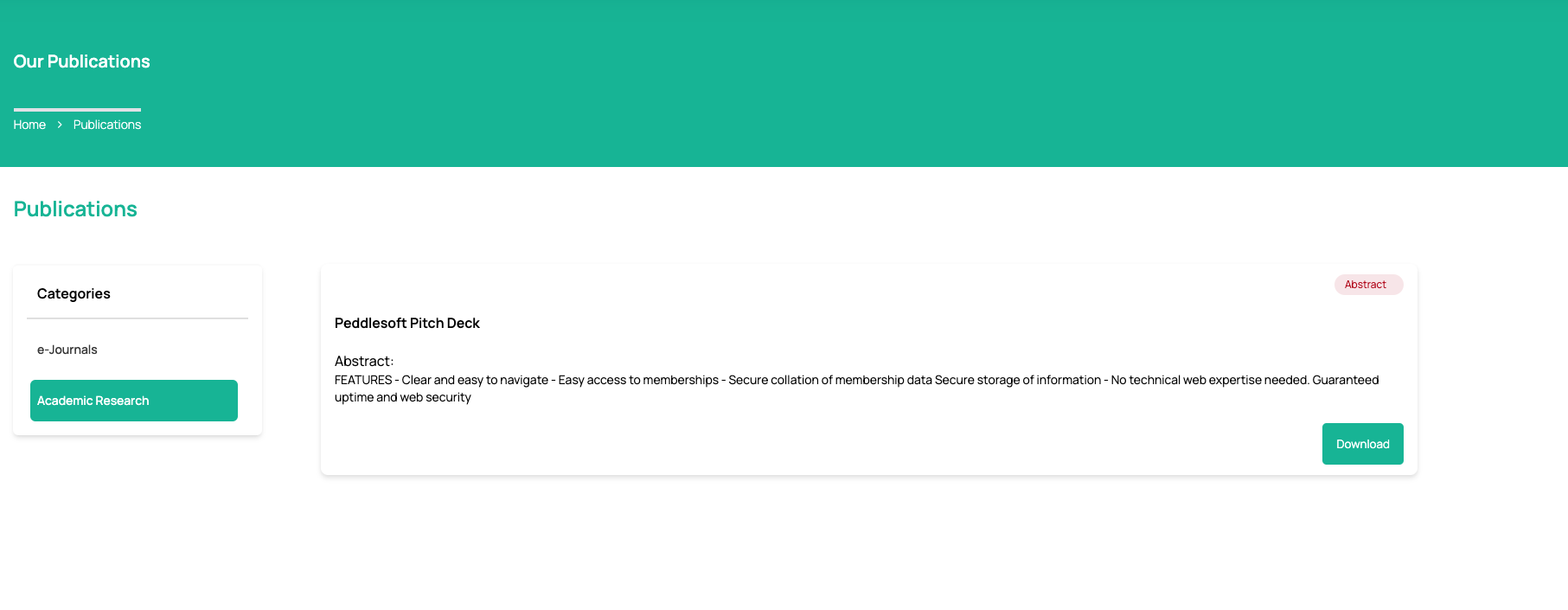 publication on website