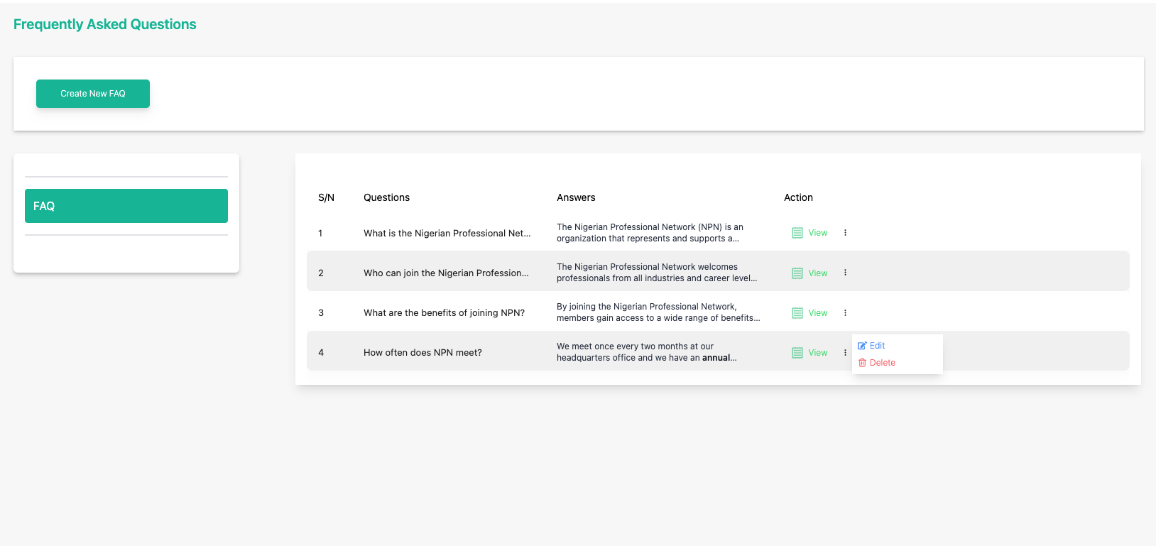 reveal publication item sub-menu