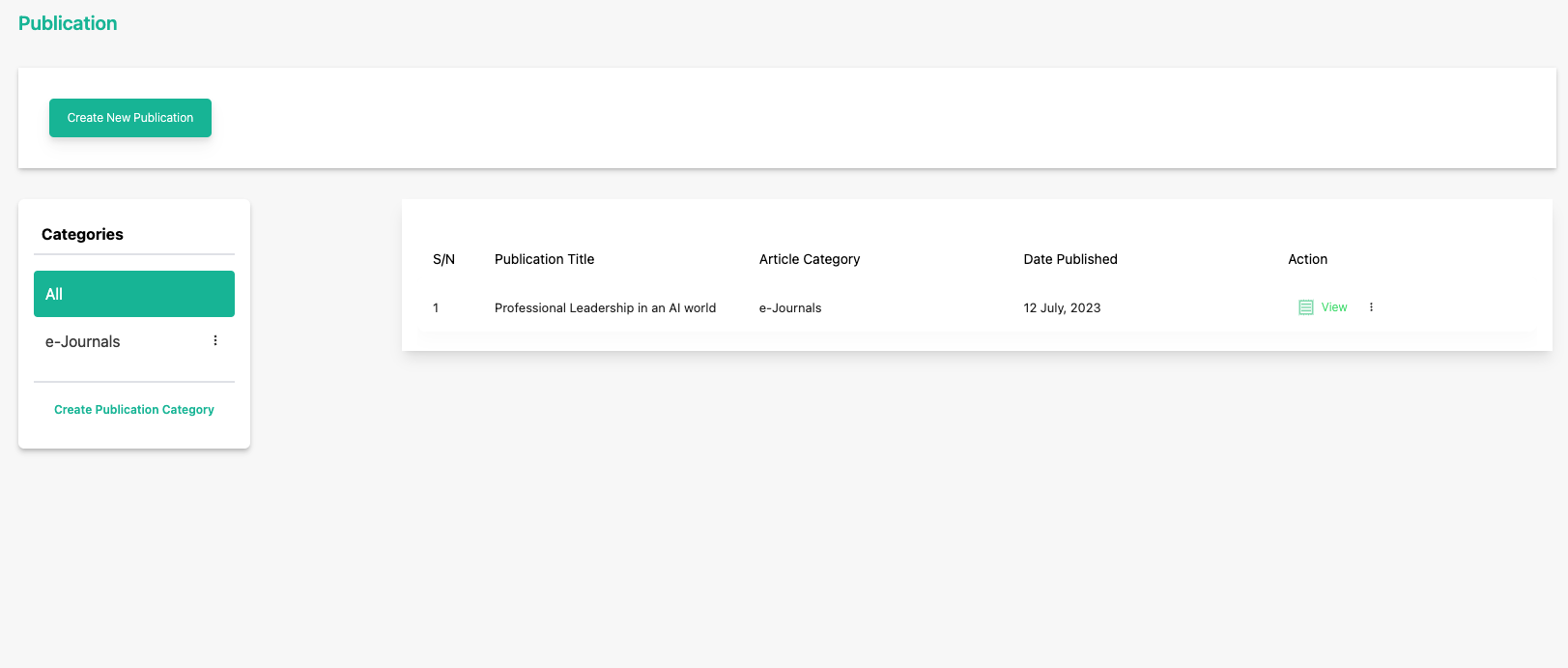 Publications sub-menu item