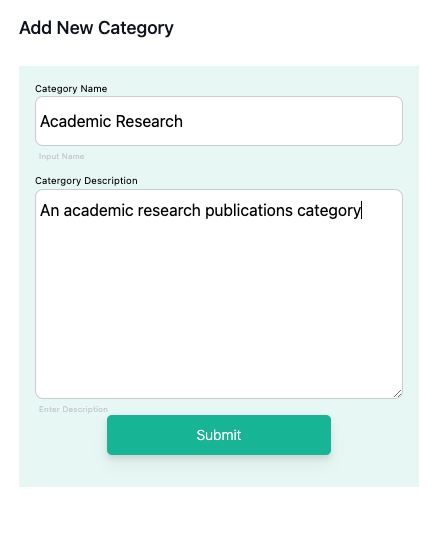 enter publication category information