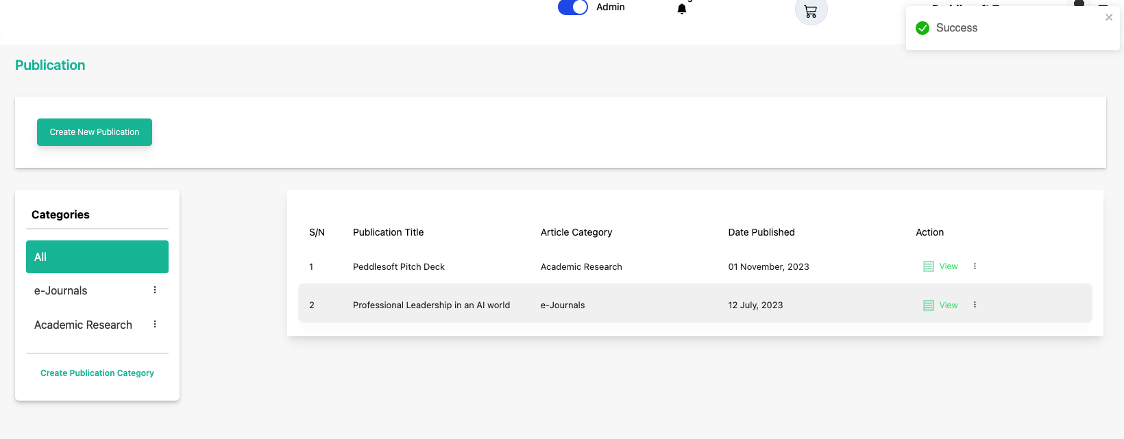 publication update success